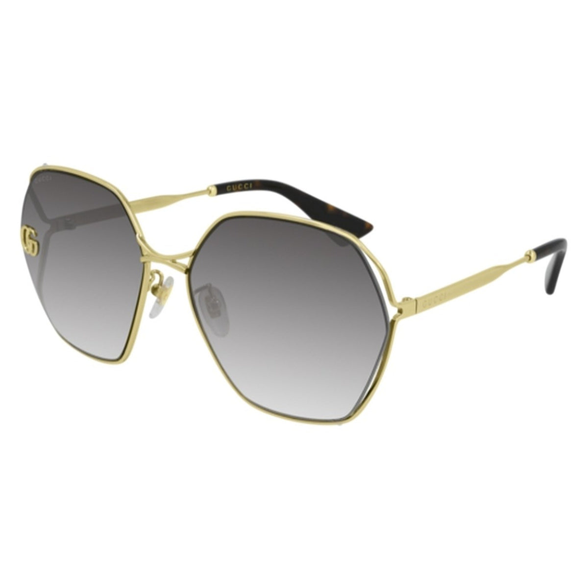 Gucci Women's Sunglasses Spring Summer 2021 Gold Grey Nylon Nylon Gradient GG0818SA 005