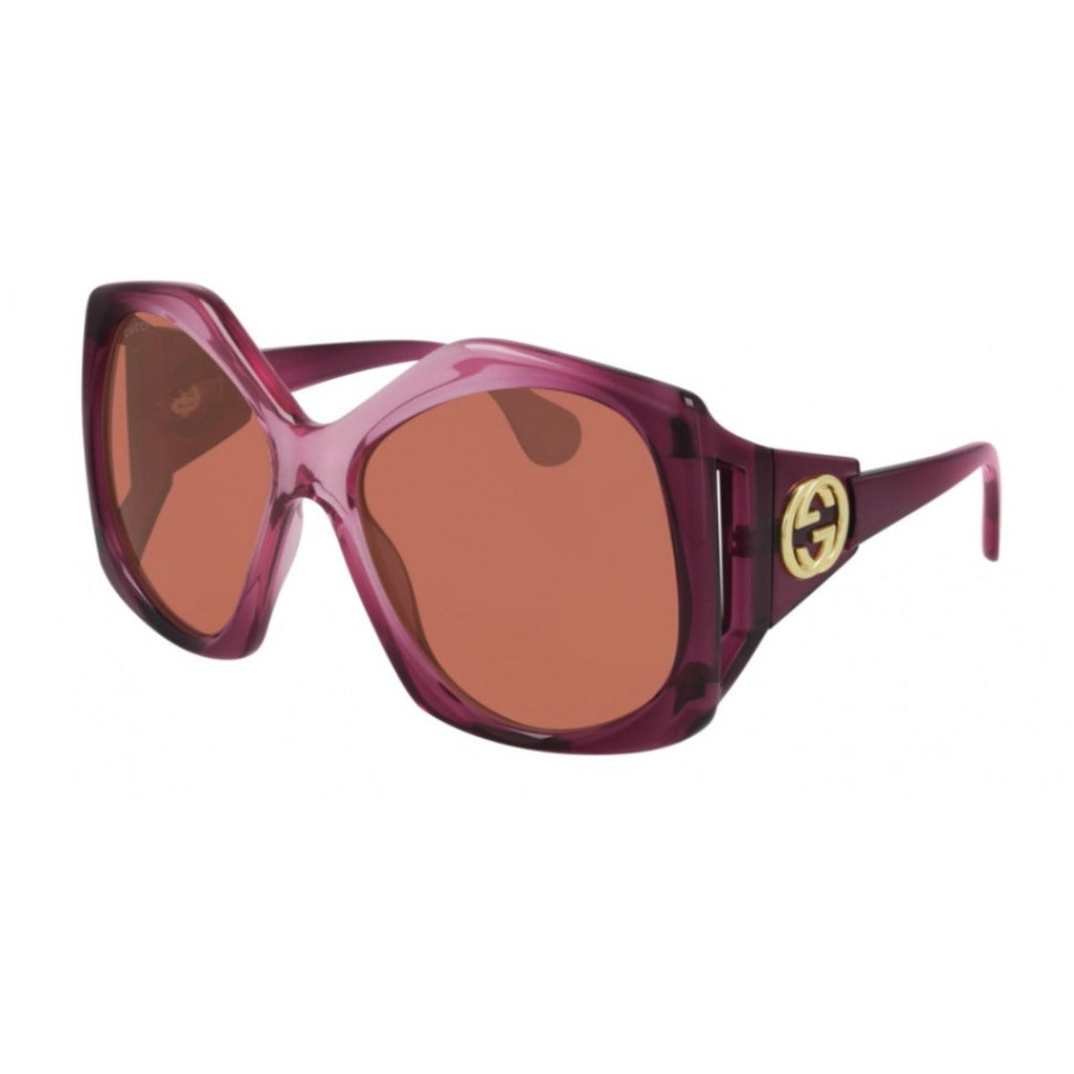 Gucci Women&#39;s Sunglasses Spring Summer 2021 Burgundy Orange Nylon Nylon GG0875S 003