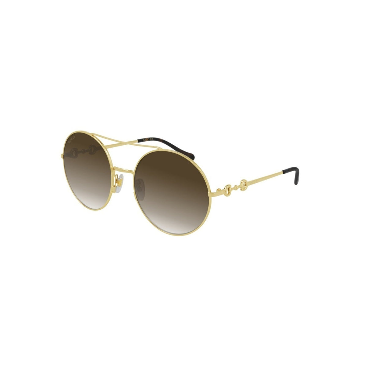 Gucci Women's Sunglasses Spring Summer 2021 Gold Brown Nylon Nylon Gradient GG0878S 002