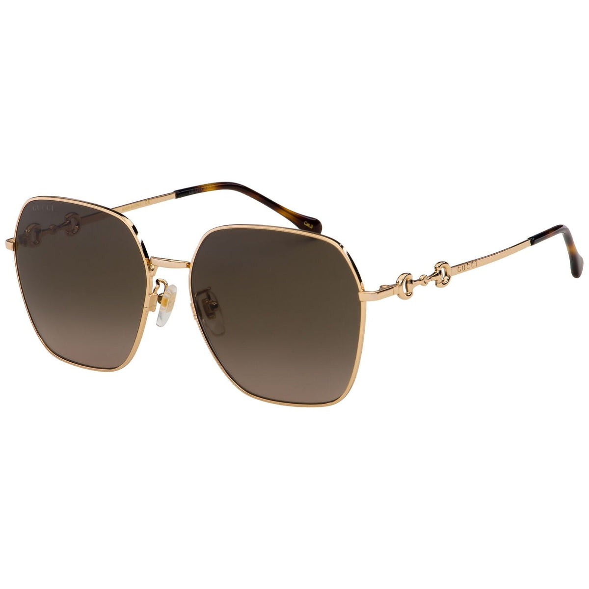 Gucci Women's Sunglasses Spring Summer 2021 Gold Brown Nylon Nylon Gradient GG0882SA 002