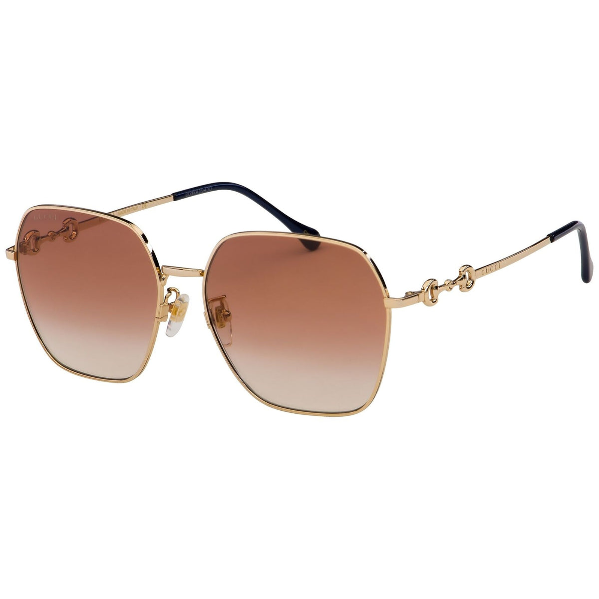 Gucci Women's Sunglasses Spring Summer 2021 Gold Brown Nylon Nylon Gradient GG0882SA 003