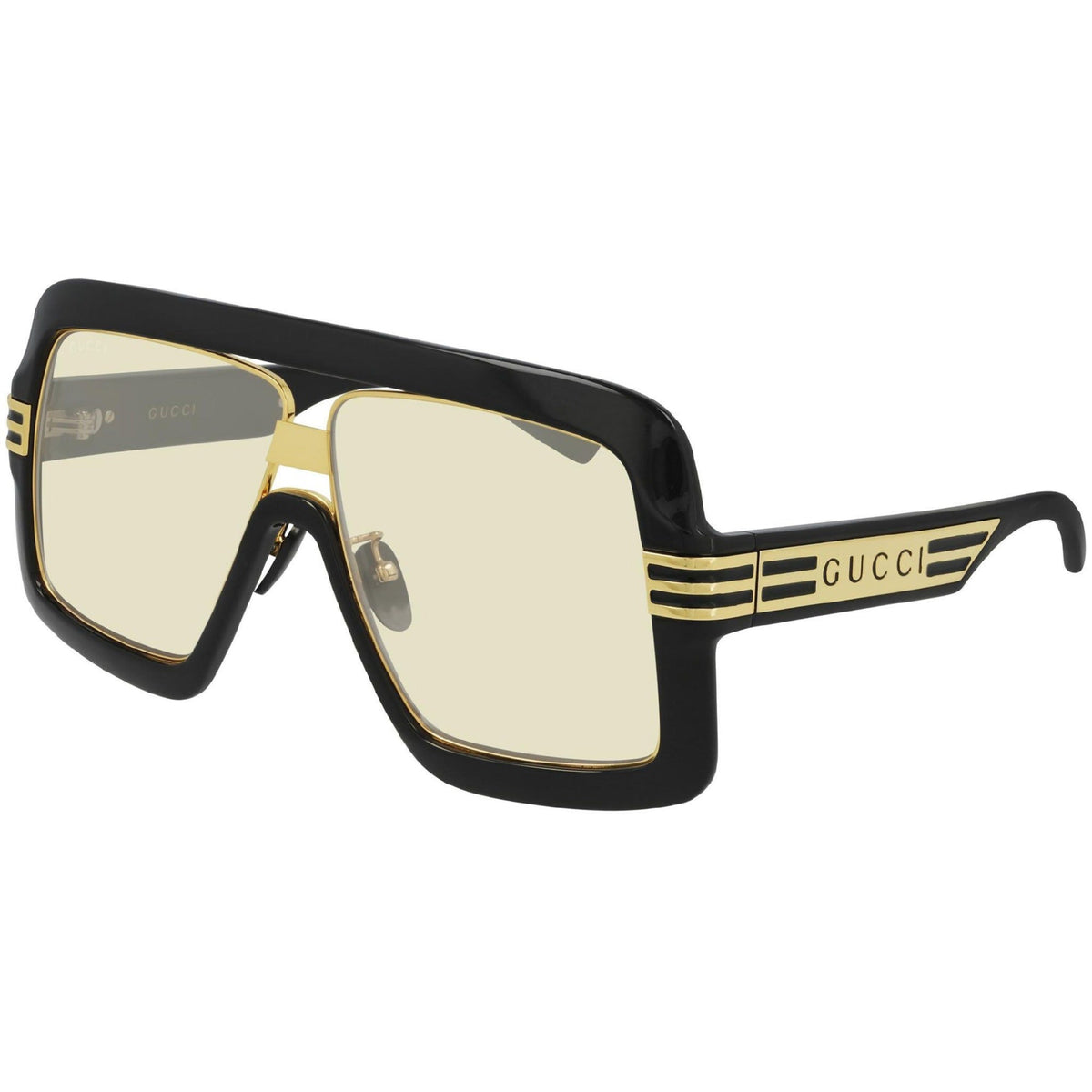 Gucci Men&#39;s Sunglasses Spring Summer 2021 Black Yellow Nylon Nylon GG0900S 005