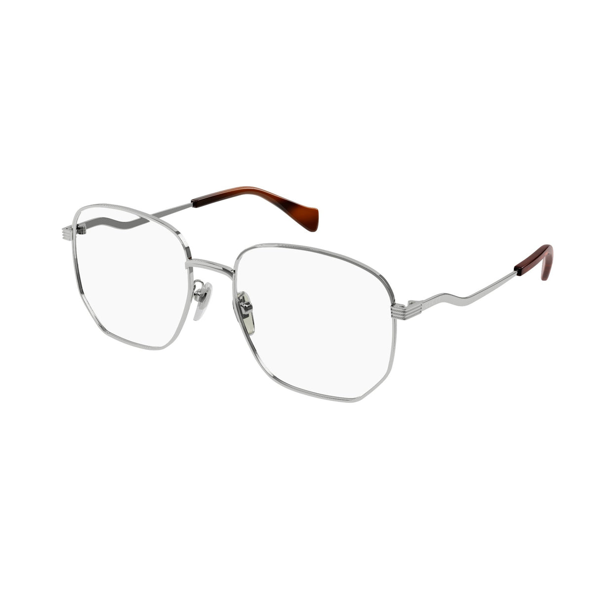 Gucci Women's Sunglasses Spring Summer 2021 Silver Transparent Demo Lens Demo Lens  GG0973O 002
