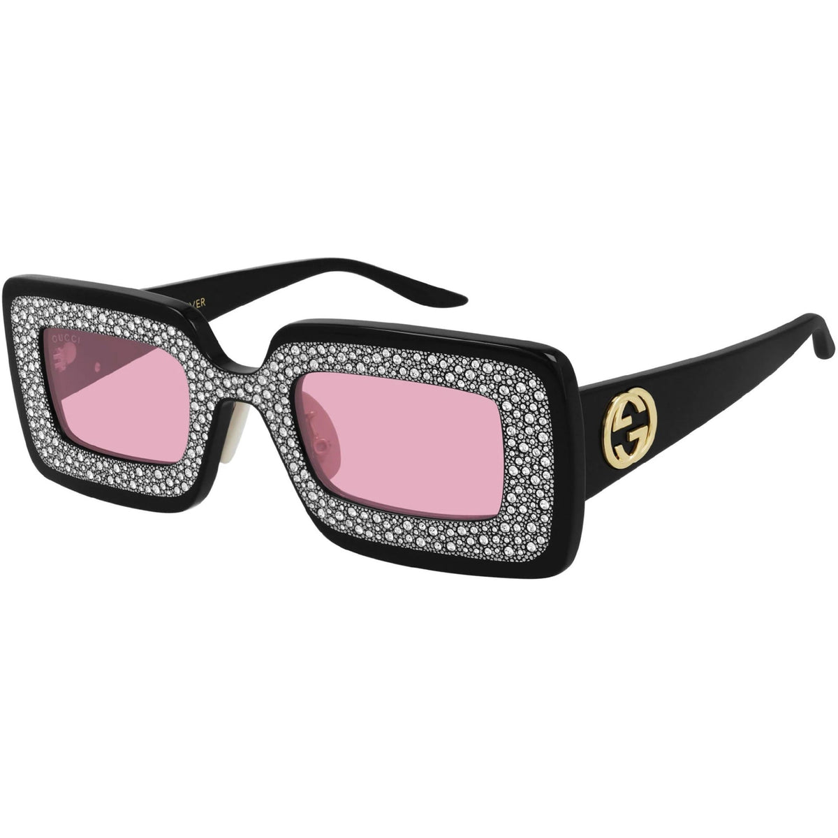 Gucci Women&#39;s Sunglasses Spring Summer 2021 Black Pink Nylon Nylon GG0974S 001