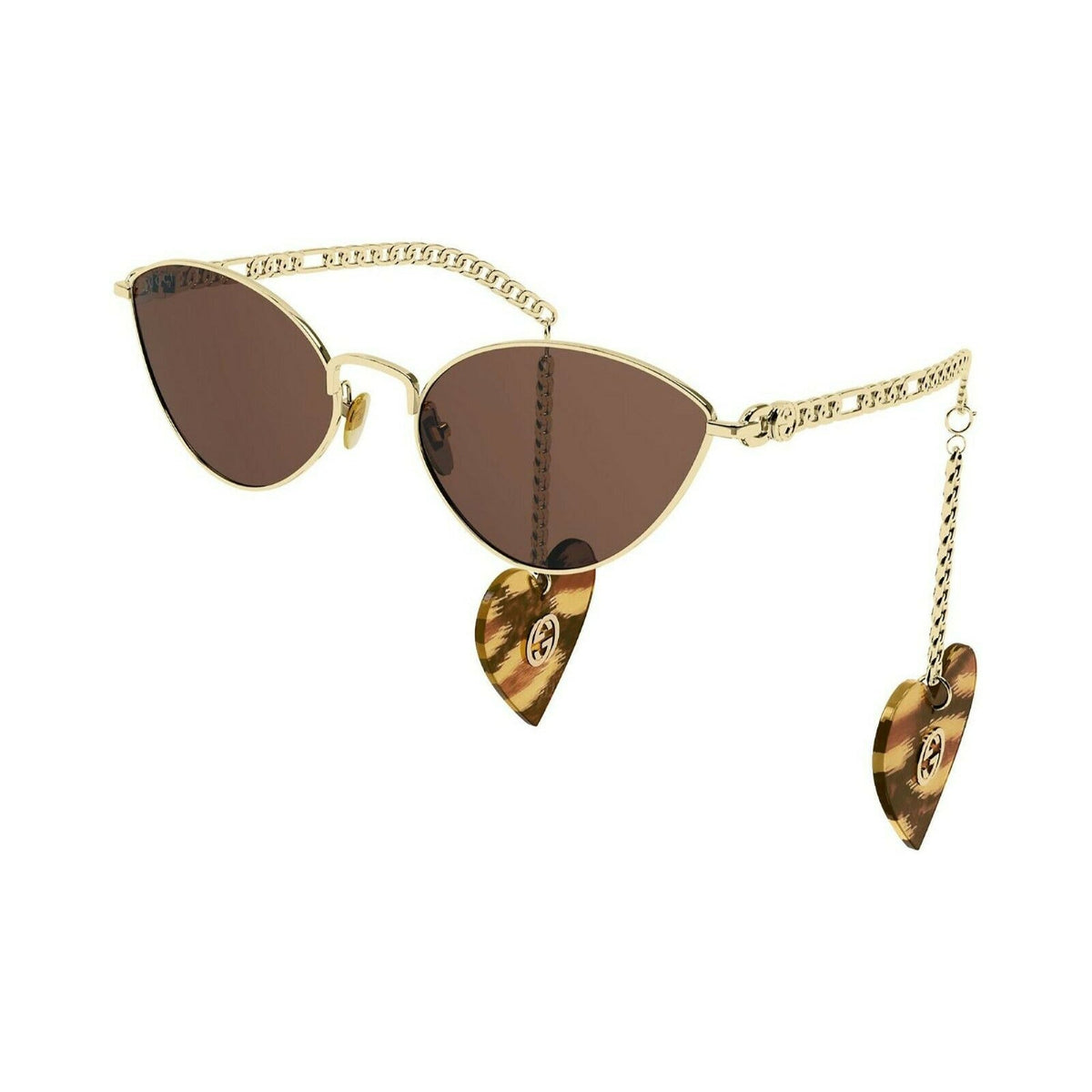 Gucci Women&#39;s Sunglasses Spring Summer 2021 Gold Brown Nylon Nylon GG0977S 002
