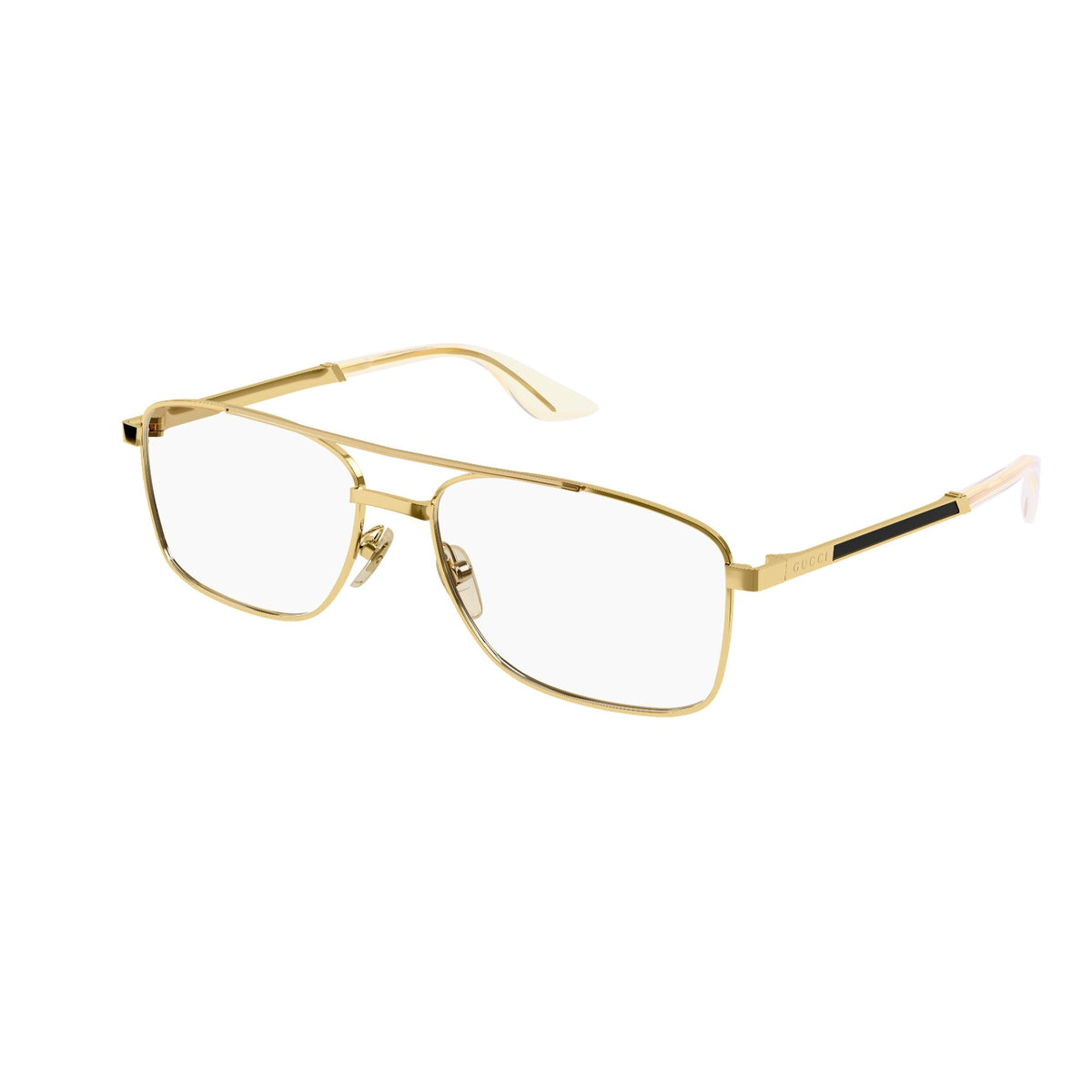 Gucci Men's Sunglasses Spring Summer 2021 Gold Transparent Demo Lens Demo Lens  GG0986O 001