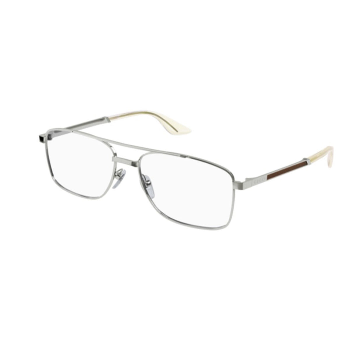 Gucci Men's Sunglasses Spring Summer 2021 Silver Transparent Demo Lens Demo Lens  GG0986O 003