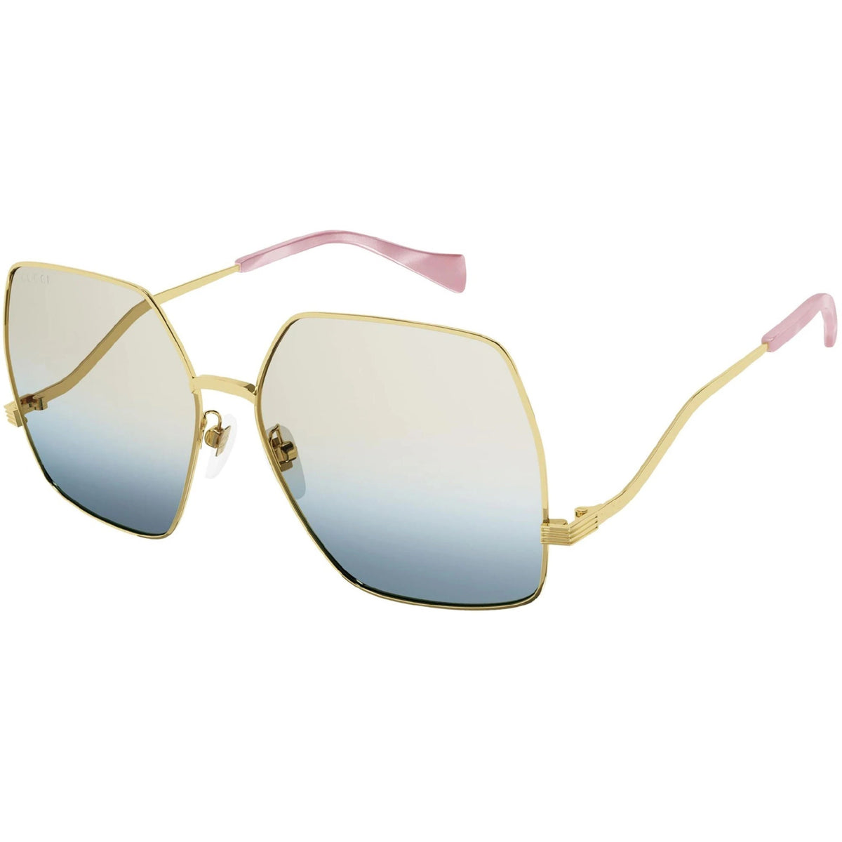 Gucci Women&#39;s Sunglasses Spring Summer 2021 Gold Green Nylon Nylon Gradient(Double) GG1005S 001