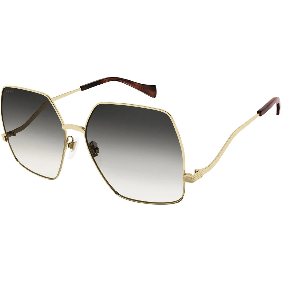 Gucci Women's Sunglasses Spring Summer 2021 Gold Grey Nylon Nylon Gradient GG1005S 002