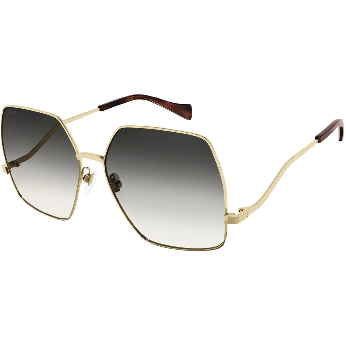 Gucci Women&#39;s Sunglasses Spring Summer 2021 Gold Grey Nylon Nylon Gradient GG1005S 002