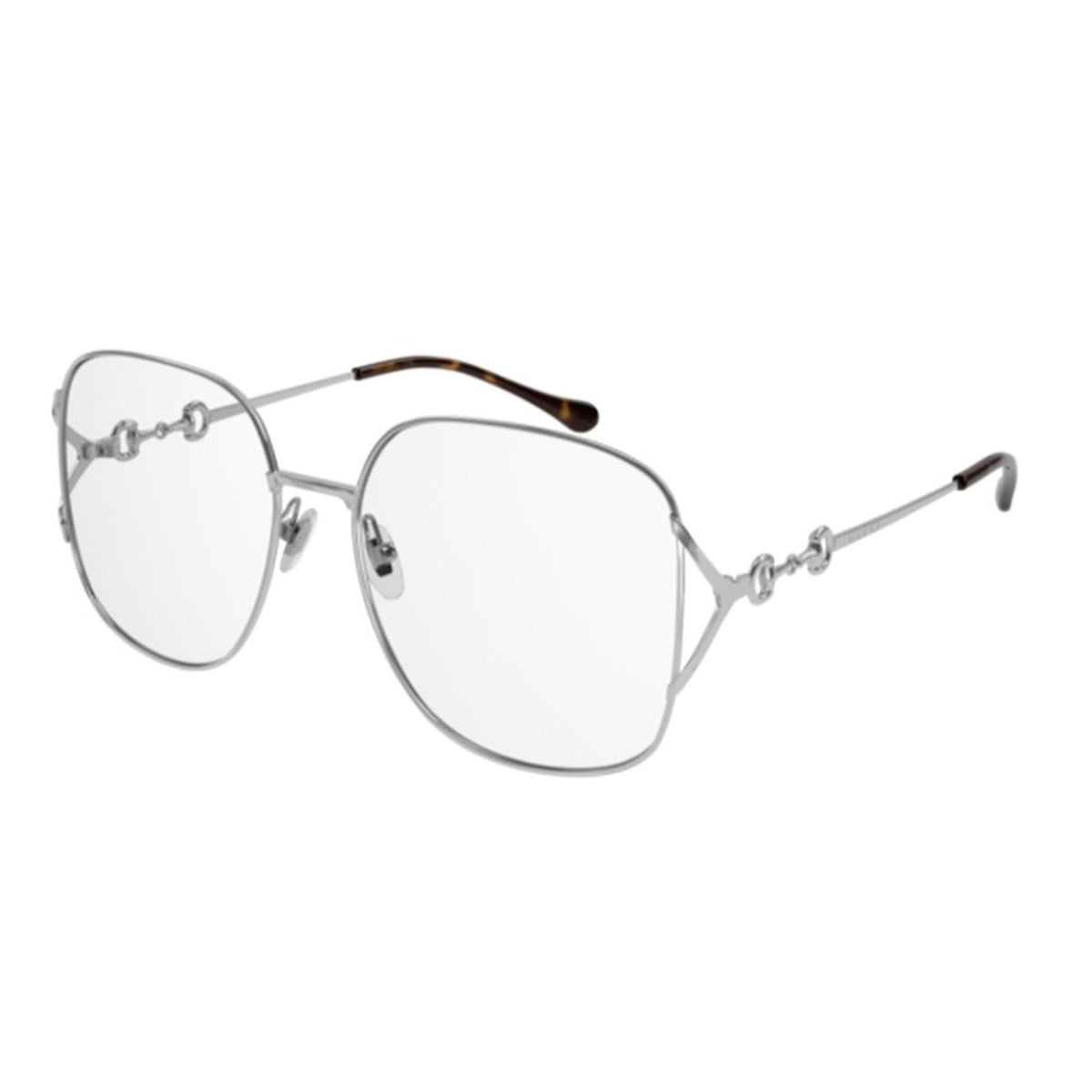 Gucci Women's Sunglasses Fall Winter 2021 Silver Transparent Demo Lens Demo Lens  GG1019O 002