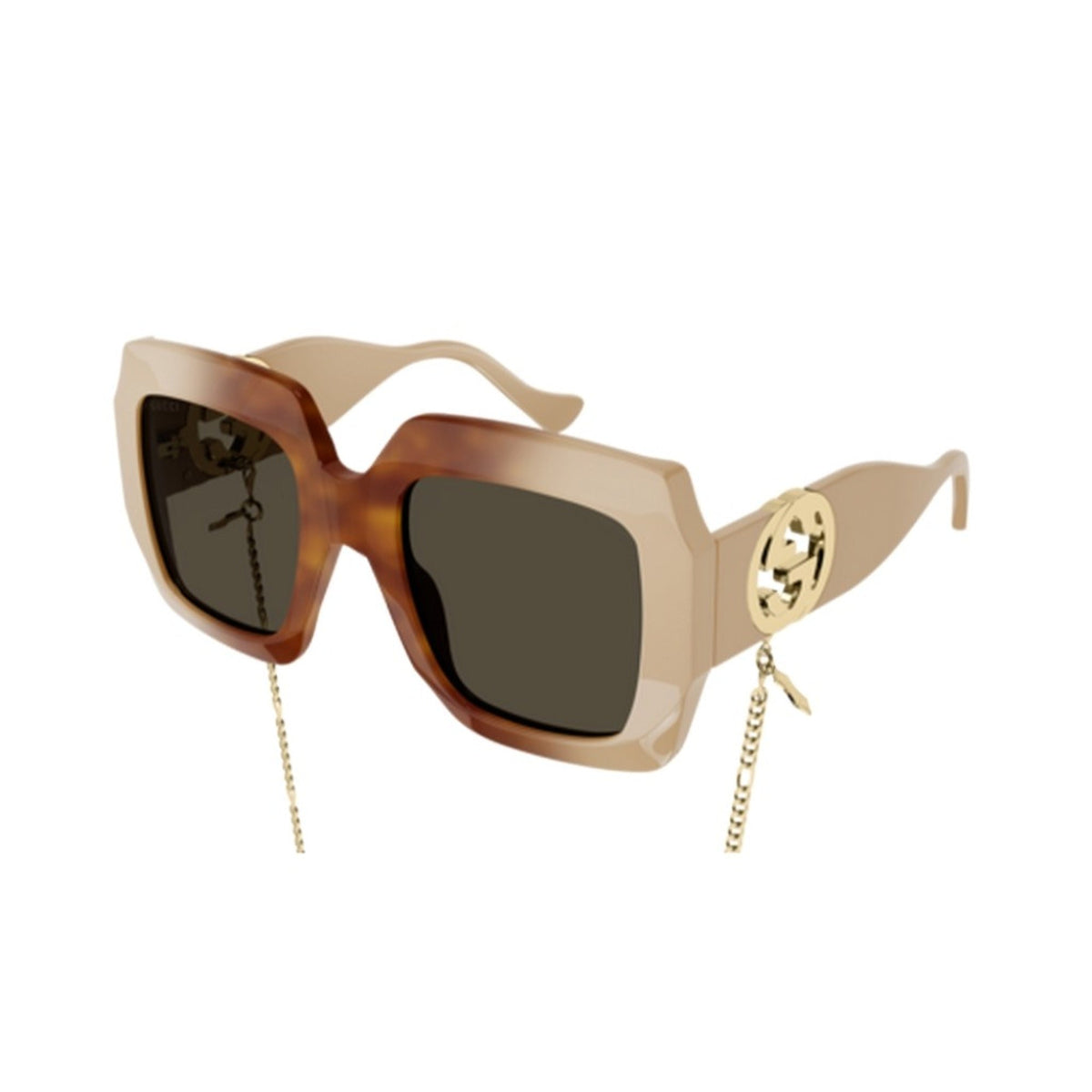 Gucci Women&#39;s Sunglasses Fall Winter 2021 Havana Brown Nylon Nylon GG1022S 003