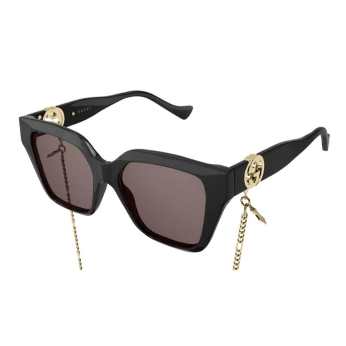 Gucci Women&#39;s Sunglasses Fall Winter 2021 Black Brown Nylon Nylon GG1023S 005