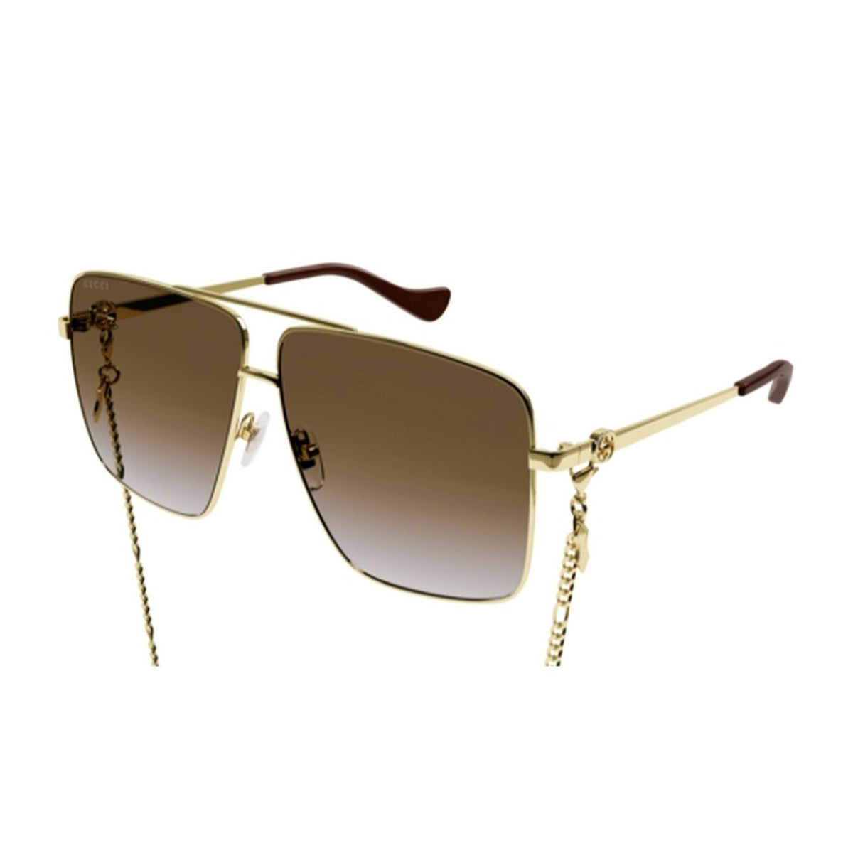 Gucci Women's Sunglasses Spring Summer 2022 Gold Brown Nylon Nylon Gradient GG1087S 002
