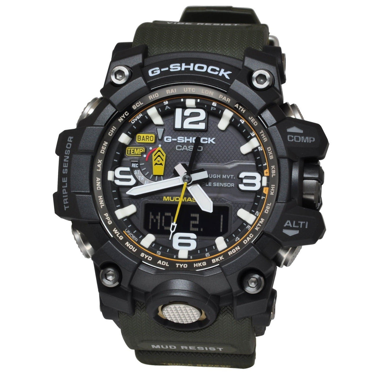 Casio Men&#39;s GWG1000-1A3 G-Shock Chronograph Green Rubber Watch