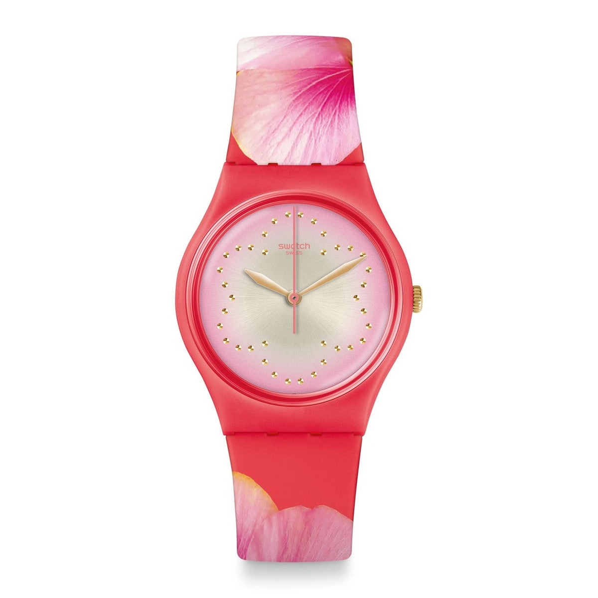 Swatch Women's GZ321 Fiore Di Maggio Pink Silicone Watch