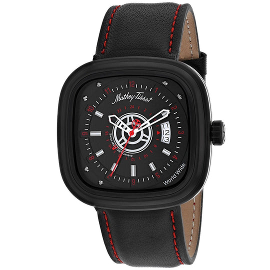 Mathey-Tissot Men's H110NR Classic Black Leather Watch