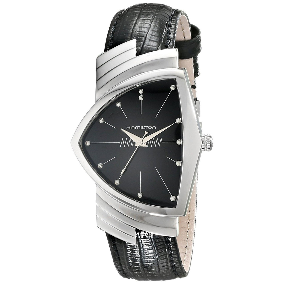 Hamilton Men&#39;s H24411732 Ventura Black Leather Watch