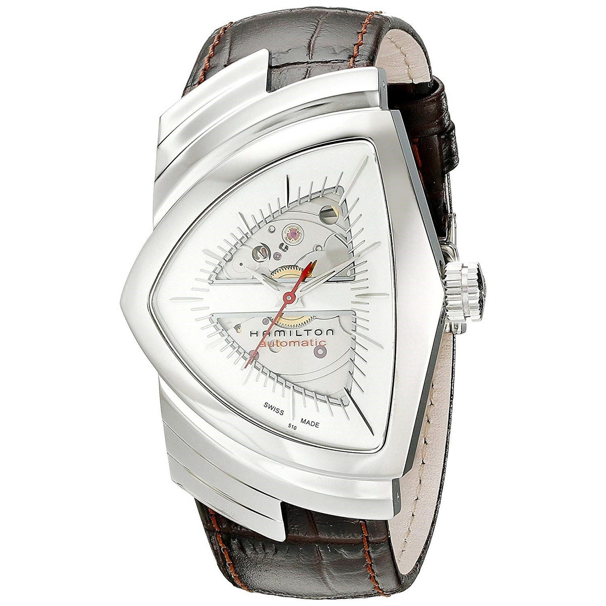 Hamilton Men&#39;s H24515551 Ventura Automatic Brown Leather Watch
