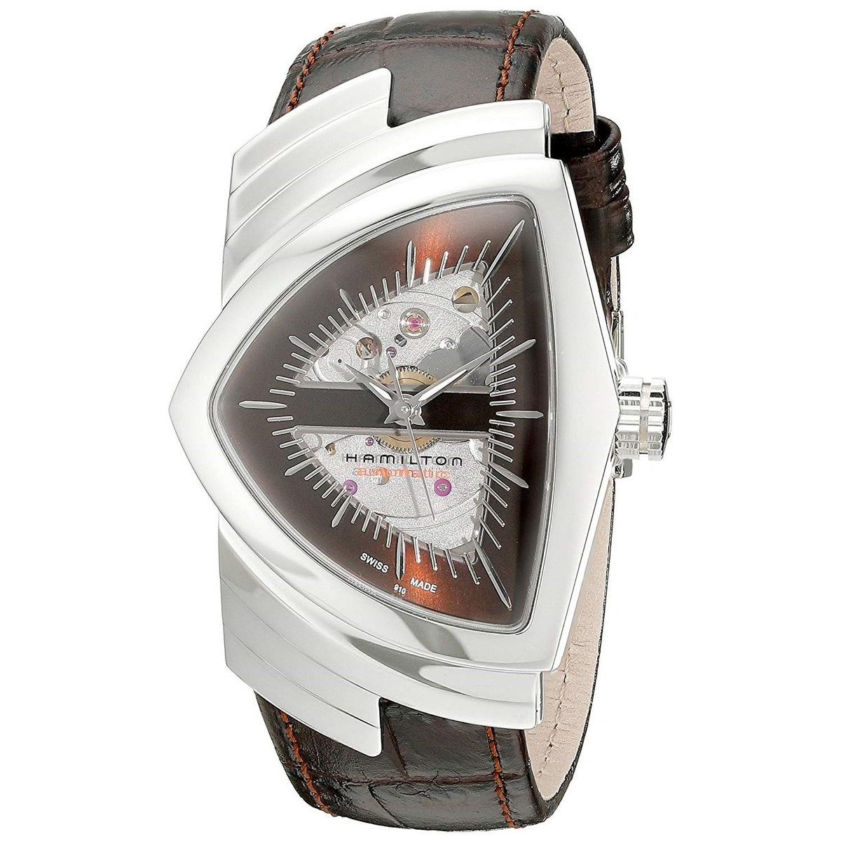 Hamilton Men&#39;s H24515591 Ventura Automatic Brown Leather Watch