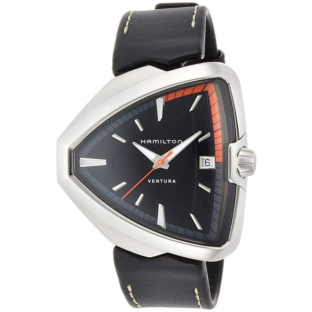 Hamilton Men&#39;s H24551731 Ventura Black Leather Watch