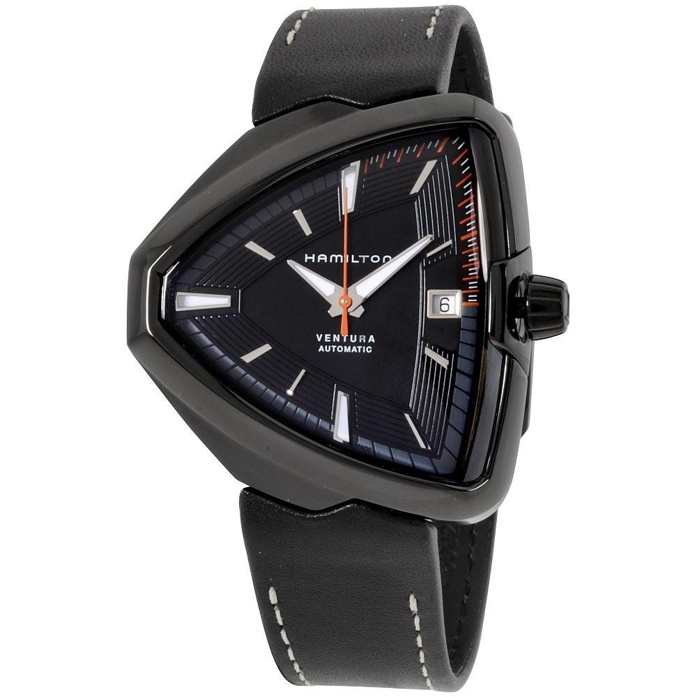 Hamilton Men&#39;s H24585731 Ventura Elvis80 Black Leather Watch
