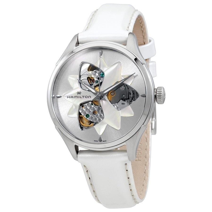 Hamilton Women&#39;s H32115991 Jazzmaster Automatic White Leather Watch