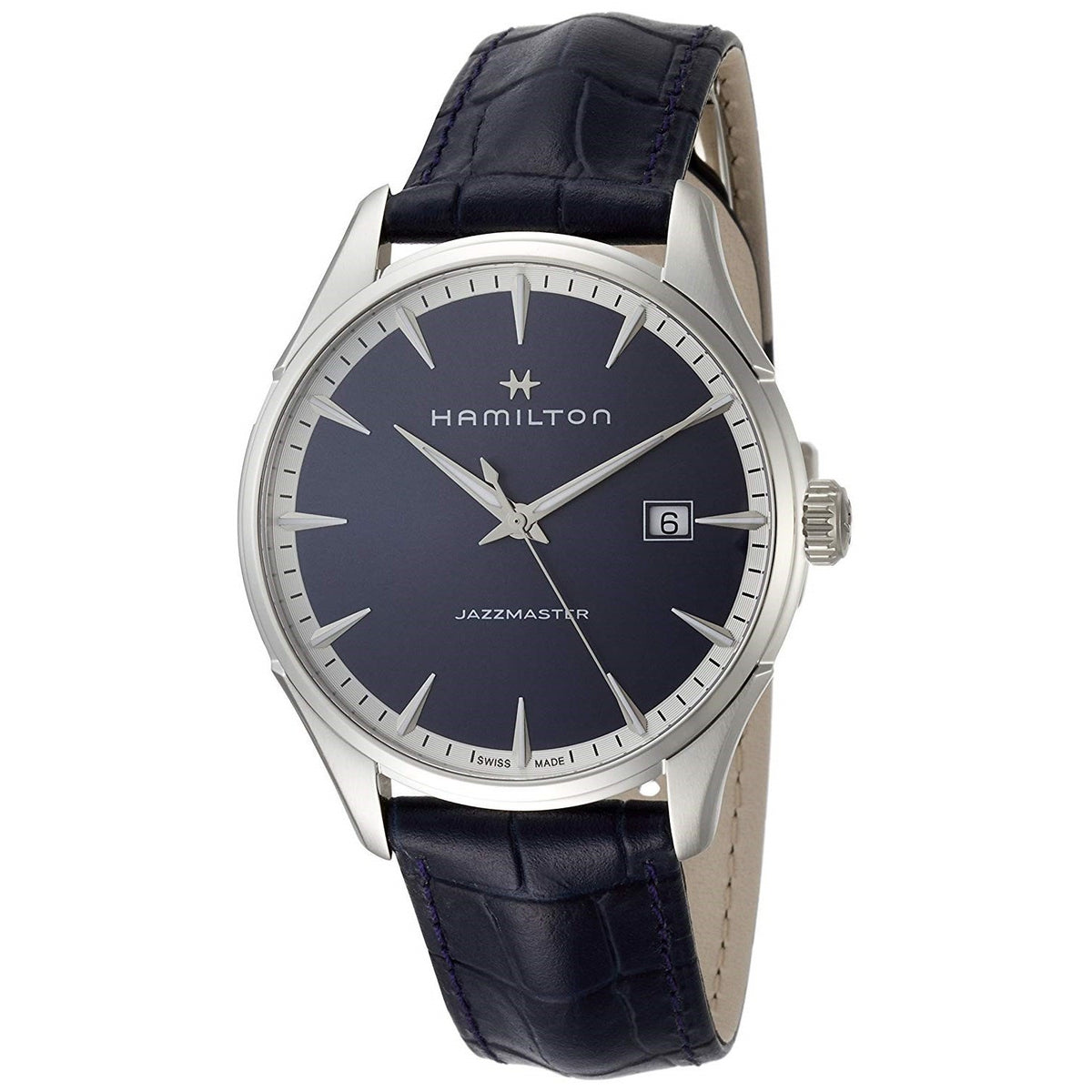 Hamilton Men&#39;s H32451641 Jazzmaster Blue Leather Watch