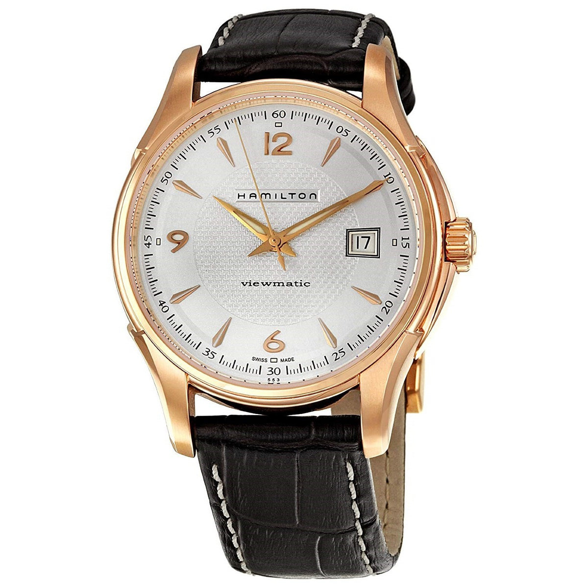 Hamilton Men&#39;s H32545555 Jazzmaster Viewmatic Automatic Dark Brown Leather Watch