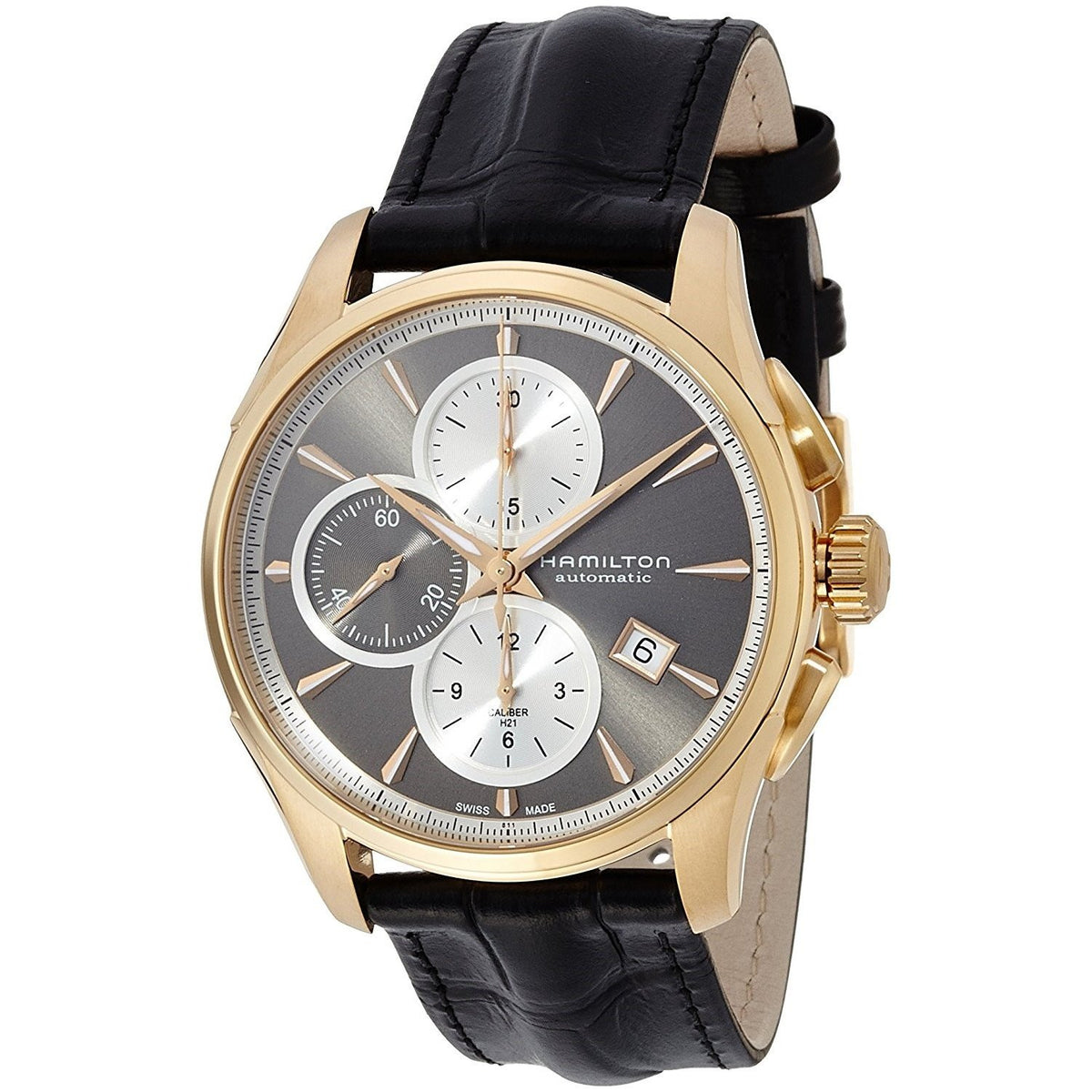 Hamilton Men's H32546781 Jazzmaster Chronograph Automatic Black Leather Watch