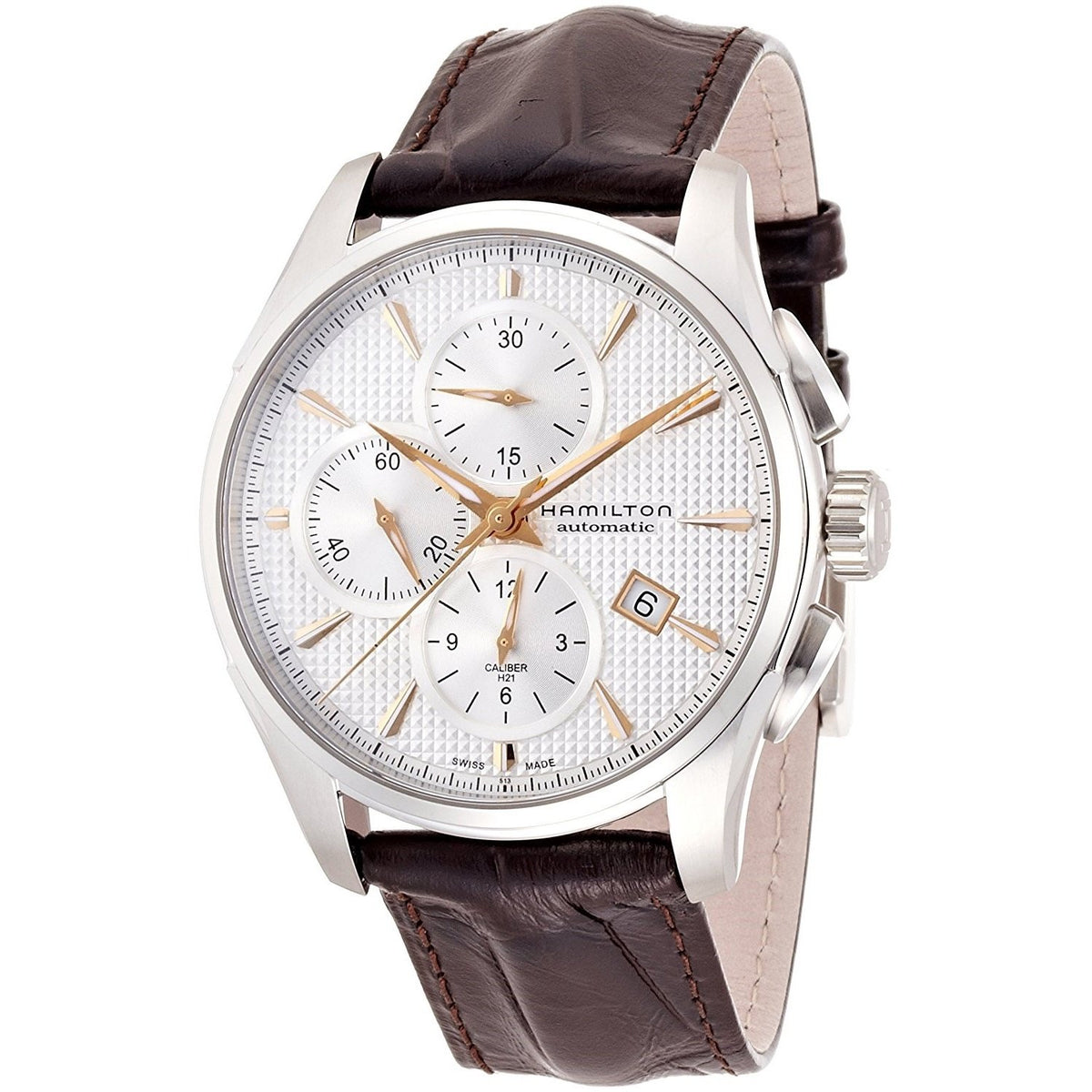 Hamilton Men&#39;s H32596551 Jazzmaster Chronograph Automatic Brown Leather Watch