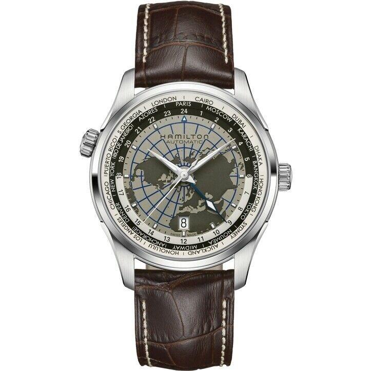Hamilton Men&#39;s H32605581 Jazzmaster GMT Brown Leather Watch