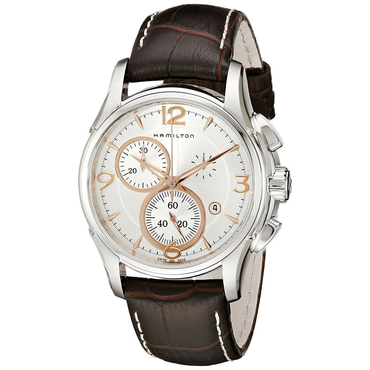 Hamilton Men&#39;s H32612555 Jazzmaster Chronograph Automatic Brown Leather Watch