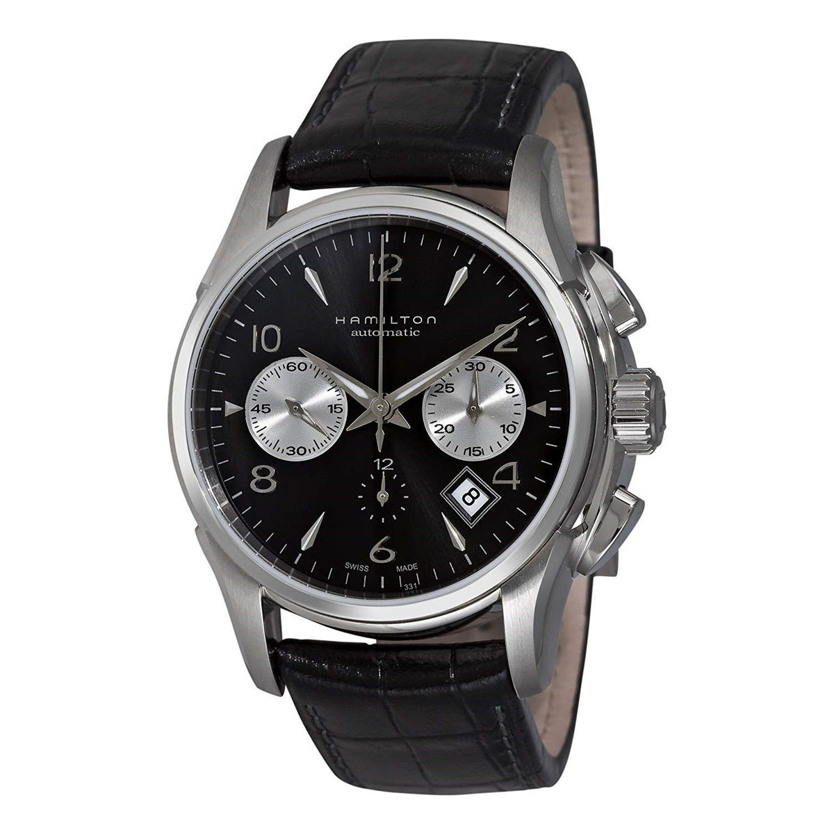 Hamilton Men's H32656833 Jazzmaster Chronograph Automatic Black Leather Watch