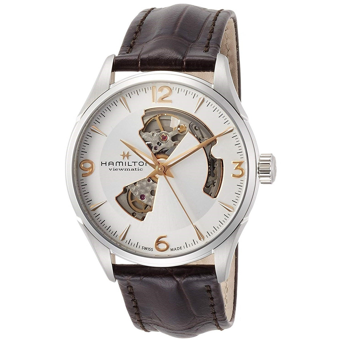 Hamilton Men&#39;s H32705551 Jazzmaster Automatic Brown Leather Watch