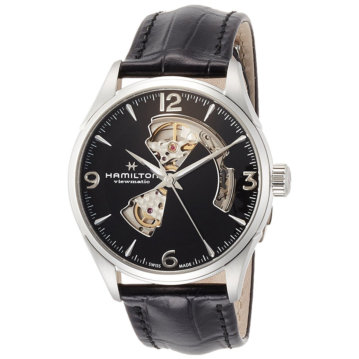 Hamilton Men&#39;s H32705731 Jazzmaster Automatic Black Leather Watch