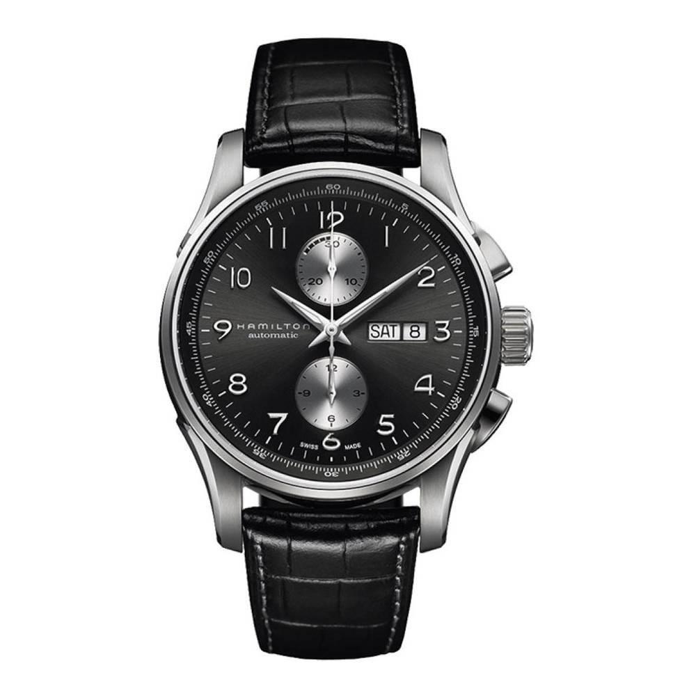 Hamilton Men&#39;s H32766783 Jazzmaster Maestro Chronograph Automatic Black Leather Watch