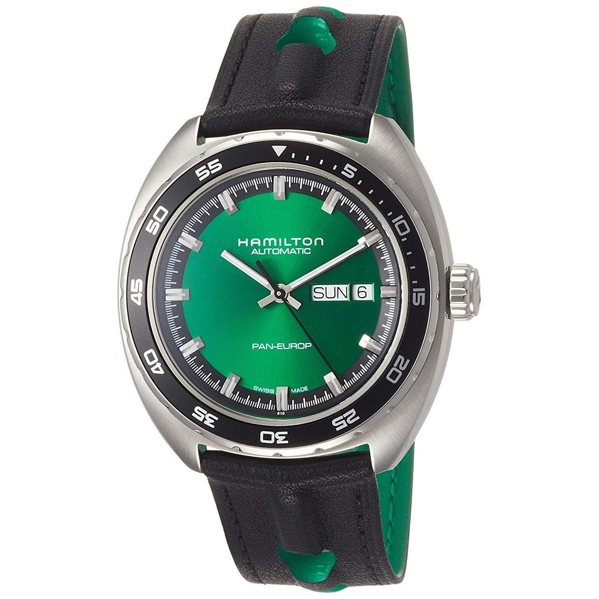 Hamilton Men&#39;s H35415761 Pan Europ Automatic Black Leather Watch