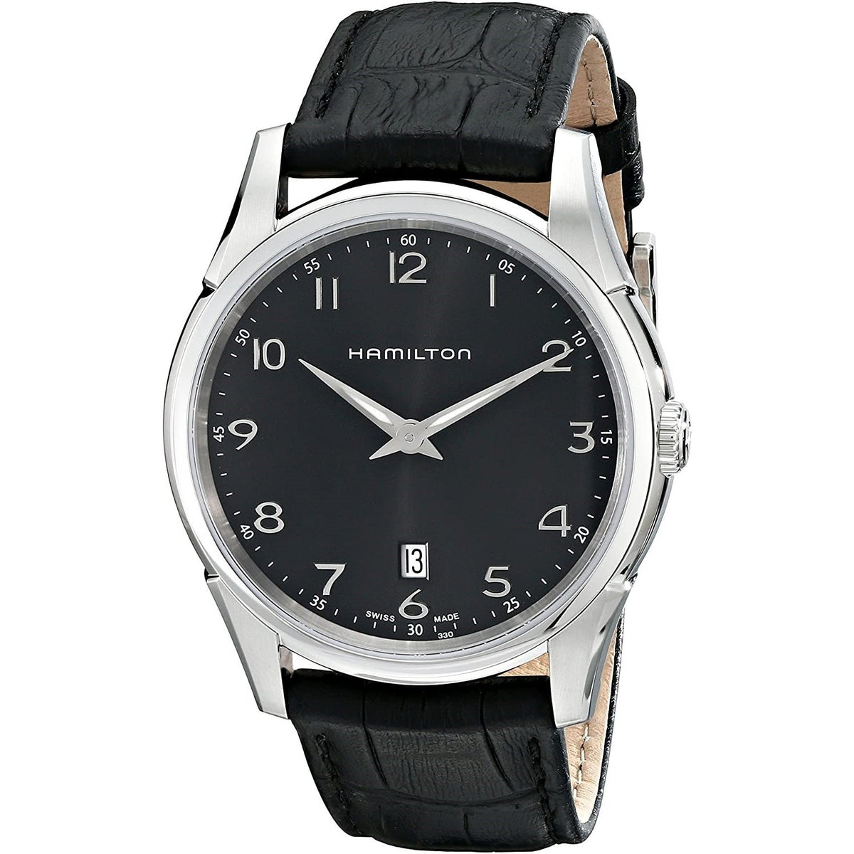 Hamilton Men&#39;s H38511733 Jazzmaster Thinline Black Leather Watch