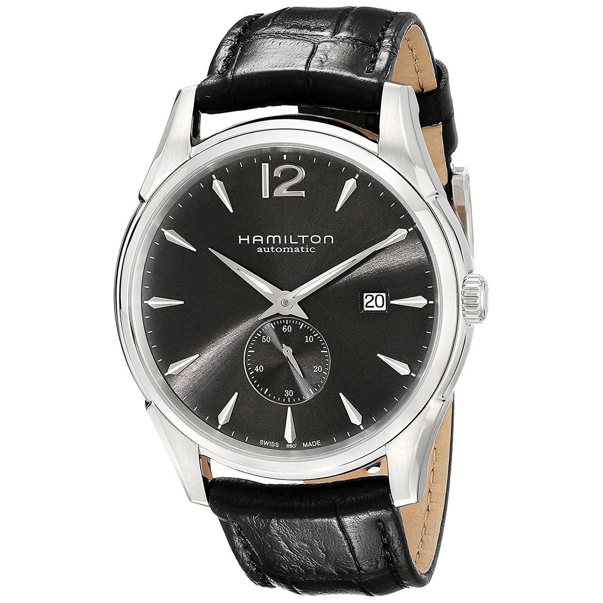 Hamilton Men&#39;s H38655785 Jazzmaster Slim Automatic Black Leather Watch