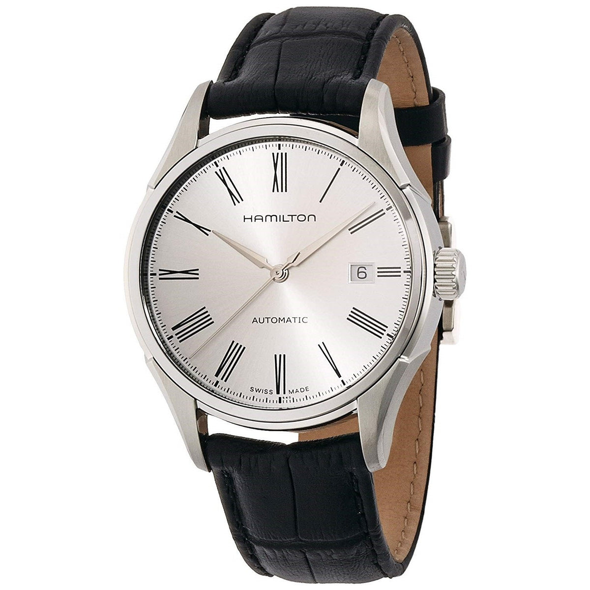 Hamilton Men&#39;s H39515754 Valiant Automatic Black Leather Watch