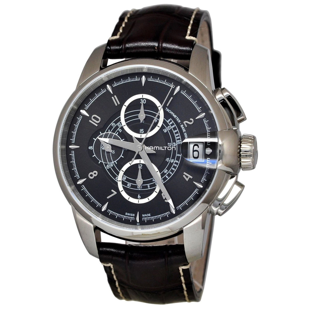Hamilton Men&#39;s H40616535 Timeless Classic Railroad Chronograph Black Leather Watch