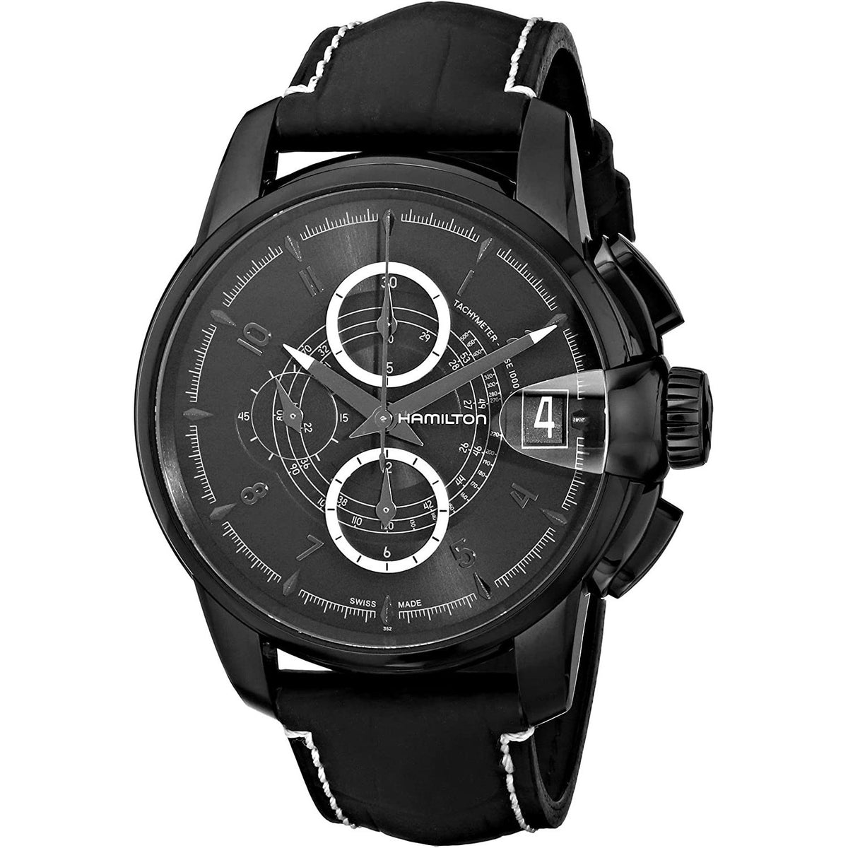 Hamilton Men's H40686335 Timeless Classic Railroad Chronograph Black Leather Watch