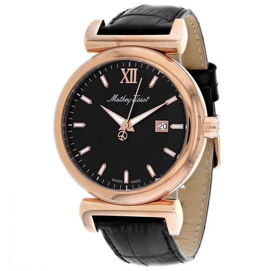 Mathey-Tissot Men's H410PLN Elegance Black Leather Watch