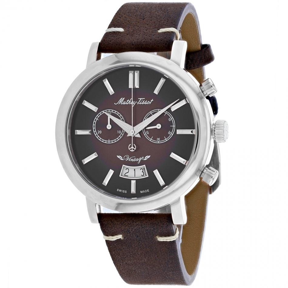 Mathey-Tissot Men's H42CHAF Vintage Chronograph Brown Leather Watch