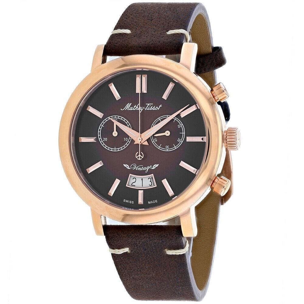Mathey-Tissot Men's H42CHRF Vintage Chronograph Brown Leather Watch