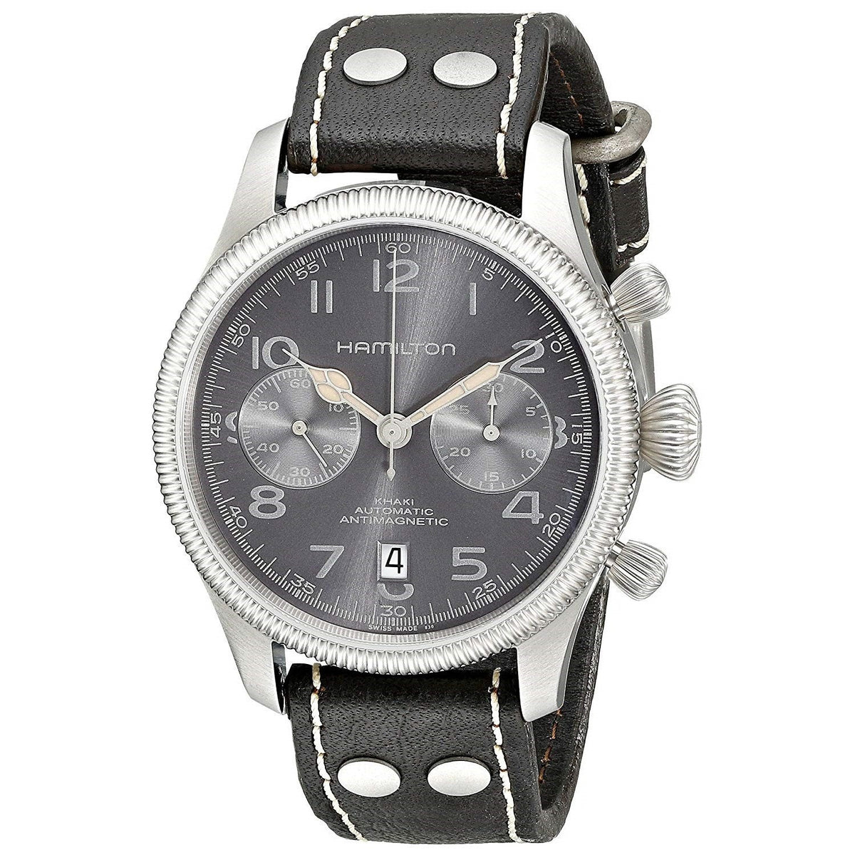Hamilton Men&#39;s H60416583 Khaki Pioneer Chronograph Automatic Dark Brown Leather Watch