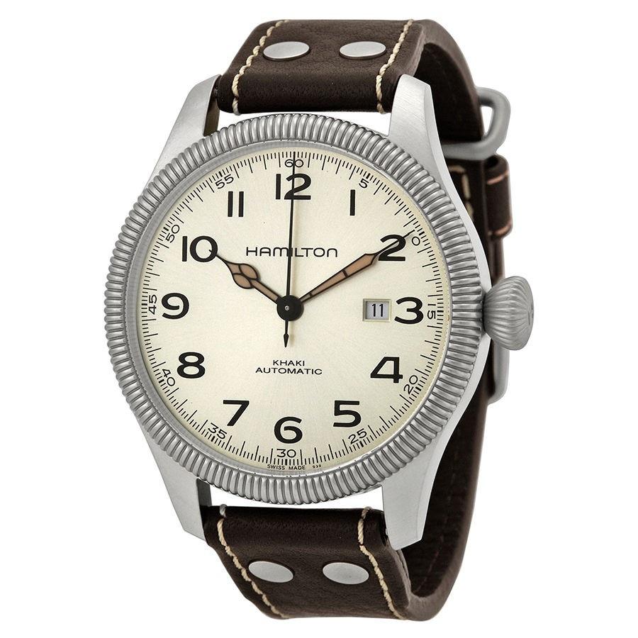 Hamilton Men&#39;s H60515593 Khaki Pioneer Field Brown Leather Watch