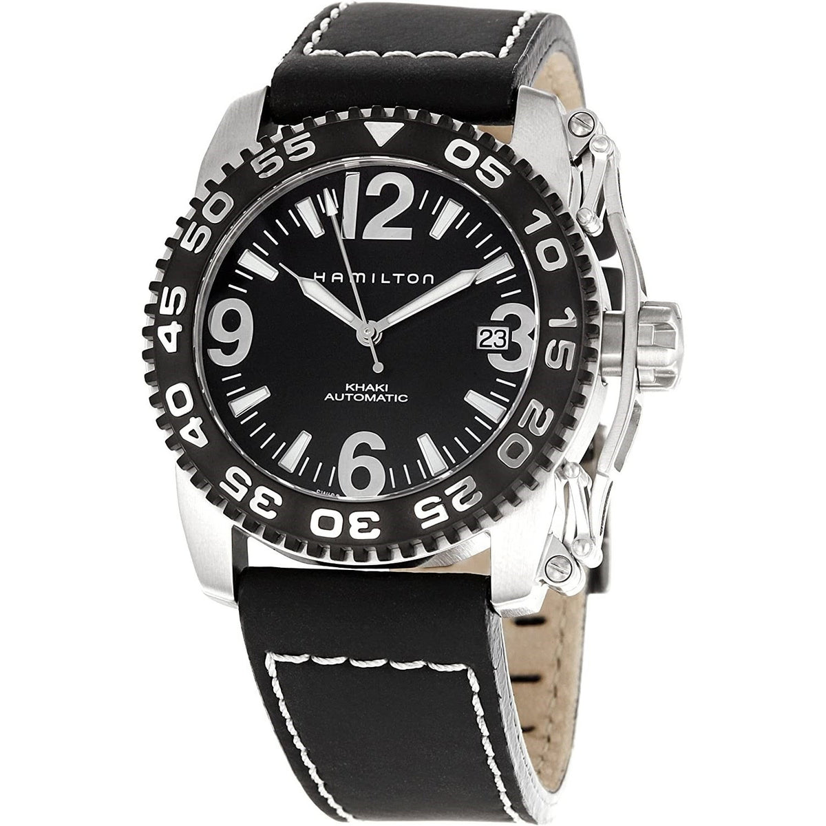 Hamilton Men's H62455735 Khaki Action Black Leather Watch