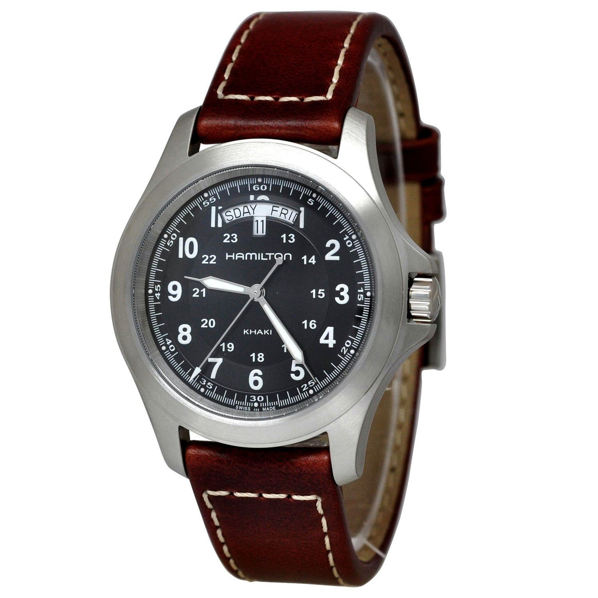 Hamilton Men&#39;s H64451533 Khaki King Brown Leather Watch